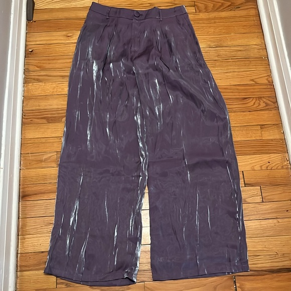 💜 Metallic Purple Cider Wide Leg Disco Pants 💜 - Picture 3 of 5